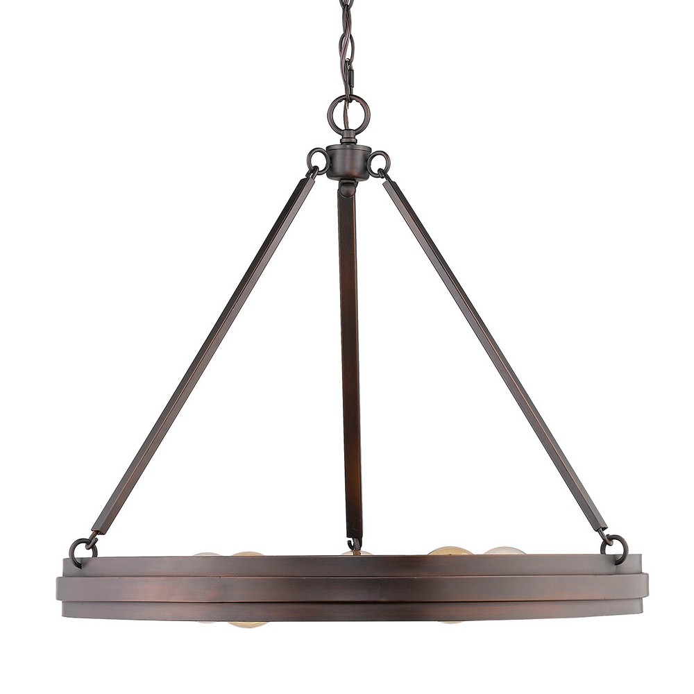 Golden Lighting-7036-5 RBZ-Drew - Chandelier 5 Light Steel in Sturdy style - 22.88 Inches high by 26 Inches wide   Rubbed Bronze Finish